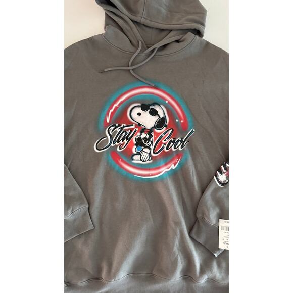 Snoopy Stay Cool Hoodie Gray Airbrush Graphic Peanuts Hybrid Apparel XL - Picture 9 of 16